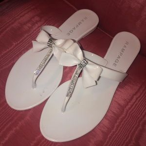 White Rampage Sparkle Bow Rhinestone Sandals
